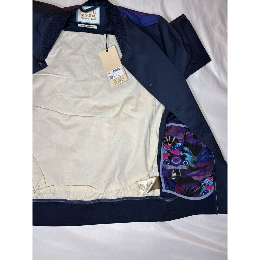 Scotch & Soda Bomber‎ Stretch Poplin Bomber Jacket Back Panel Men Small NWT $268 - Picture 9 of 9